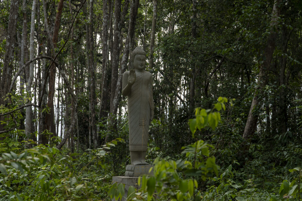 One of the remaining Buddhist statues in Metta Forest in Kampong Speu's Trapaeng Chor commune on April 8, 2025. (Meng Kroypunlok/Mekong Independent)