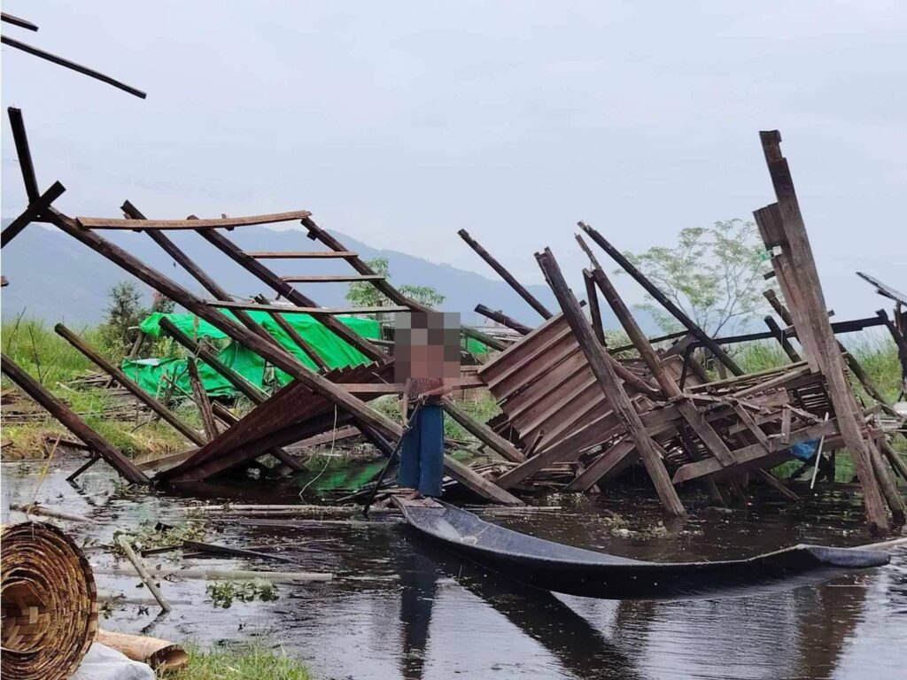 Homes in Inle Lake, Shan State, damaged by the earthquake, with repair costs estimated at 20,000 baht per house. Local people also need solar panels, mosquito nets, and boxes of milk for children. Suebsakun Kidnukorn, coordinator of the Chiang Rai Migrant Workers Assistance Center, said support is being accepted until June 5. Source Suebsakun Kidnukorn