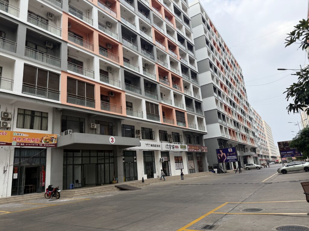 A row of emptied businesses inside a compound known as Jinshui in Cambodia's Sihanoukville city on January 14, 2026. (Mech Dara/Mekong Independent)
