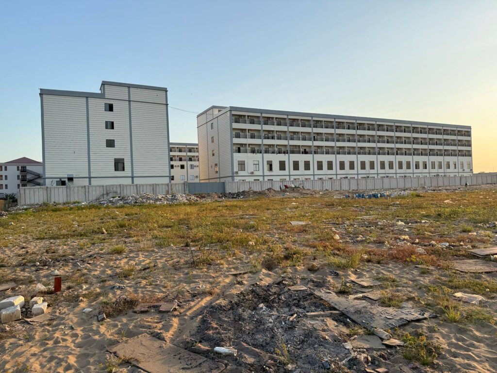 A compound in Cambodia's Sampov Poun city, called Jinze Property according to data on Cyberscam Monitor, appeared empty on Feb. 20, 2026. (Mech Dara/Mekong Independent)