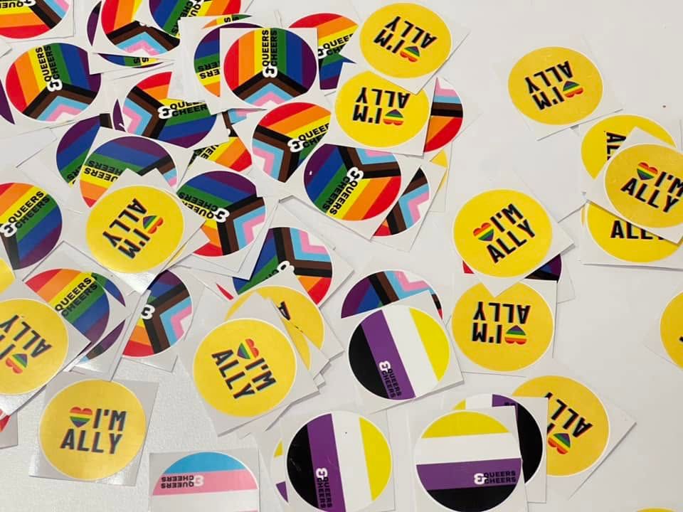 LGBTQ+ stickers distributed at an event hosted by Queers & Cheers, a Vientiane-based organization, on June 15, 2024. (Supplied)