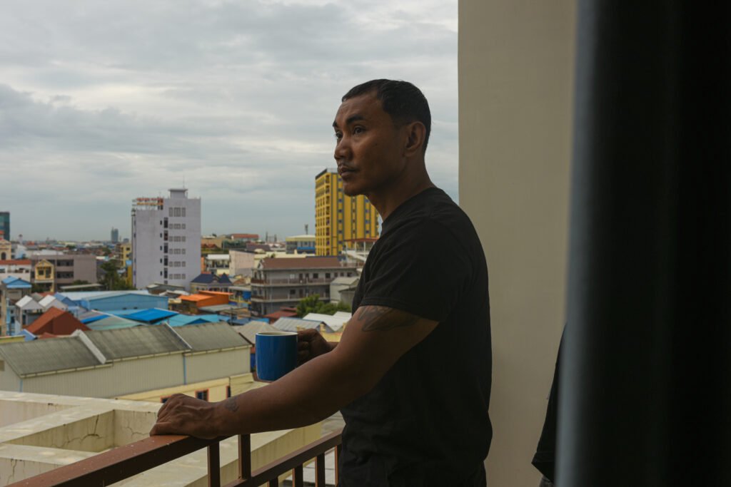 Pheap Rom in his apartment in Phnom Penh on July 27, 2026. (Len Leng/Mekong Independent/Creative Commons)