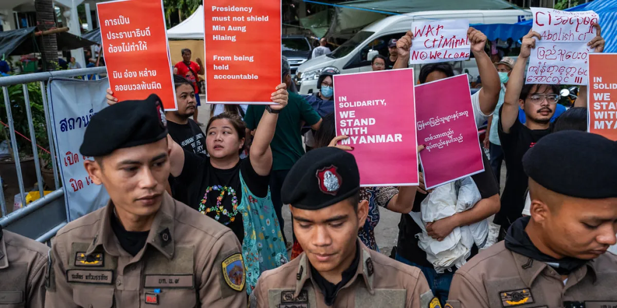 Activists protest Min Aung Hlaing’s visit to Thailand
